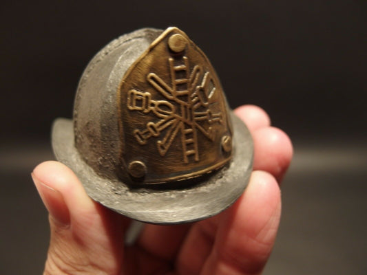 Antique Vintage Style Miniature Fireman Fire Helmet Fighter Bottle Cap Opener - Early Home Decor