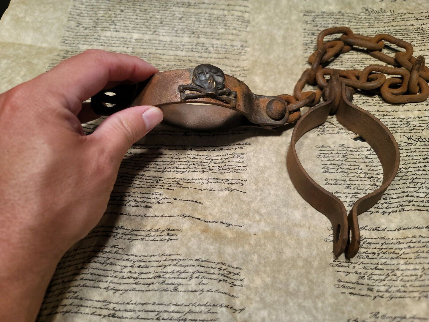 Antique Vintage Style Wrought Iron Pirate Handcuffs Shackles