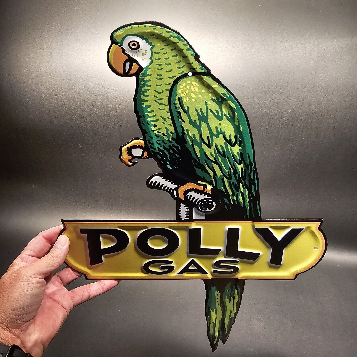 18" Vintage Style Metal Polly Gas Car Sign