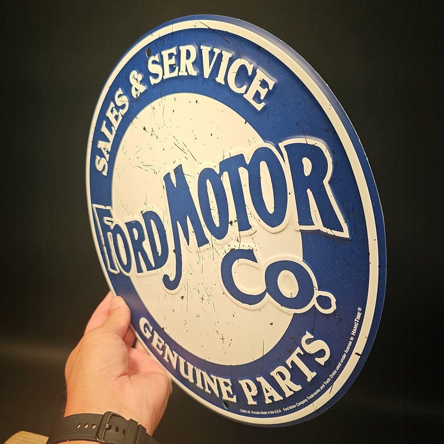 12" Antique Vintage Style Round Metal Ford Sign Plaque