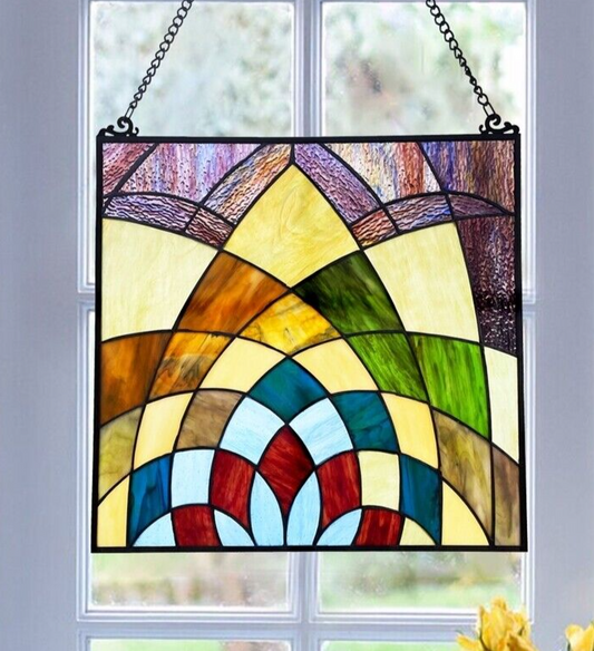 16" Stained Glass Hanging Window Pane Panel Suncatcher