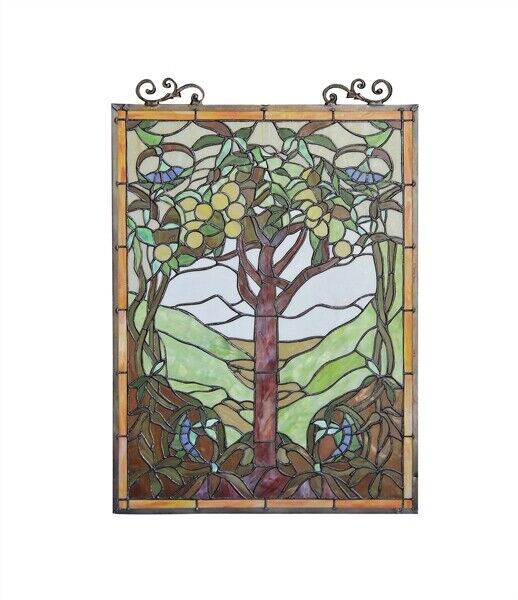 25" Stained Glass Fruit Tree Hanging Window Pane Suncatcher