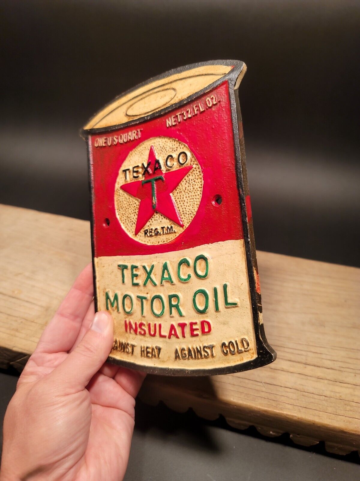 Antique Vintage Style Cast Iron Texaco Gas Oil Sign Plaque