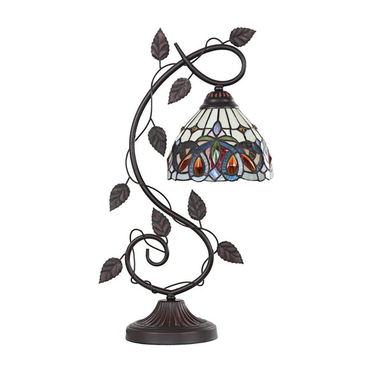 22.64" Vintage Style Stained Glass Table Lamp