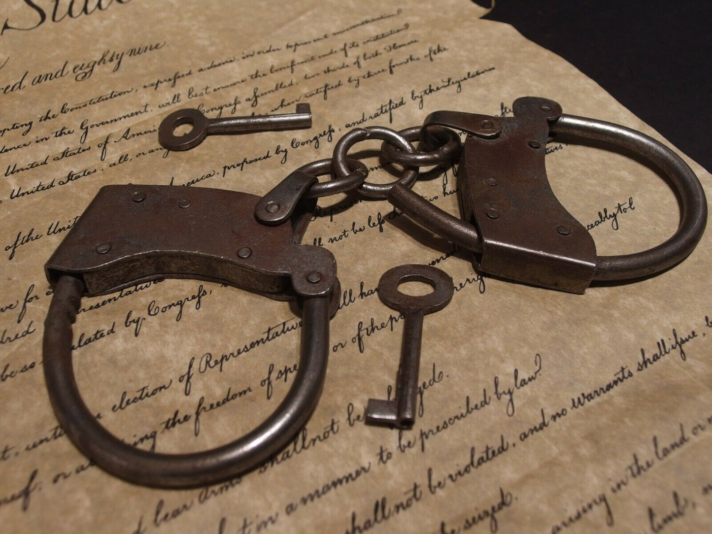 Antique Vintage Style Wrought Iron Handmade Handcuffs Shackles - Early Home Decor
