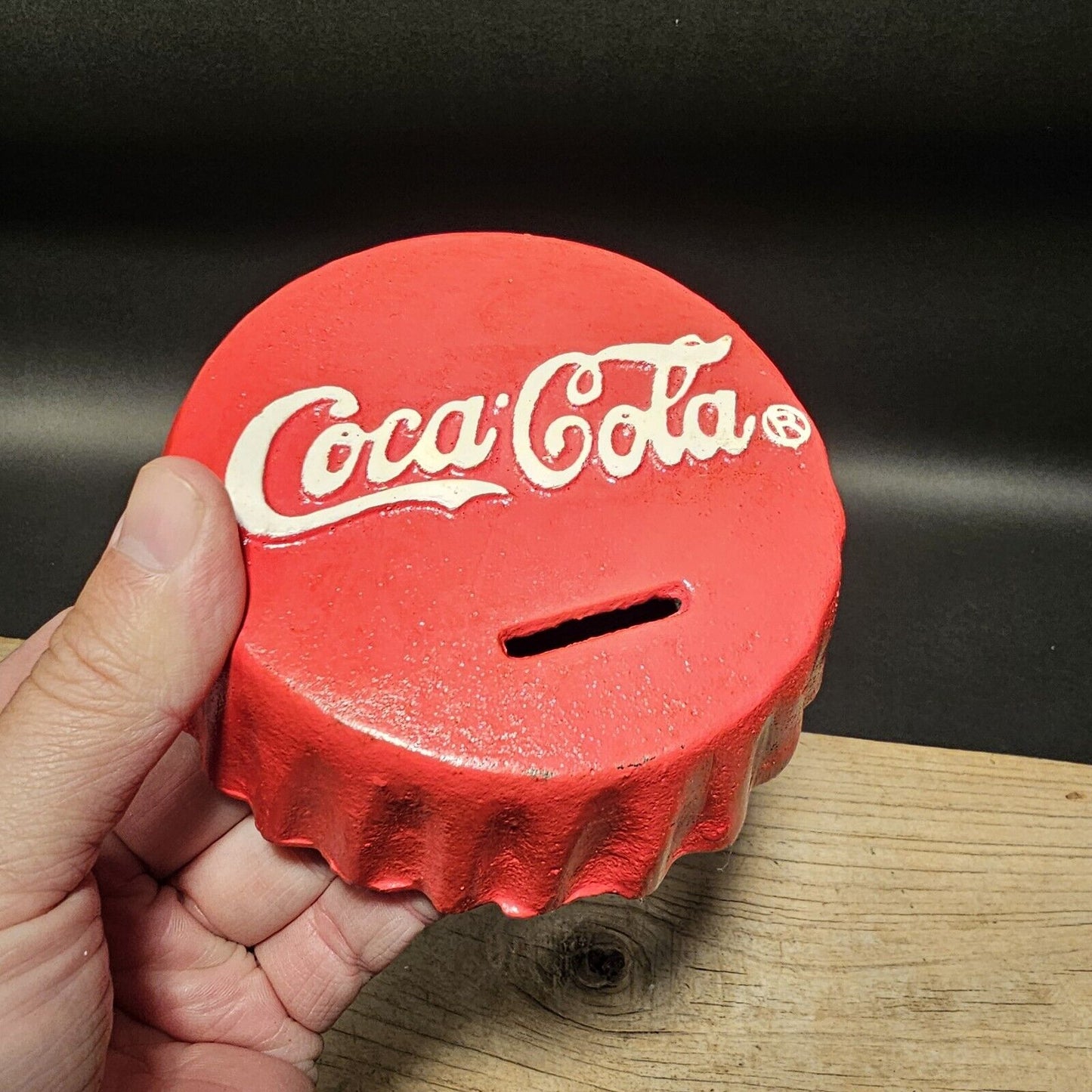 Antique Vintage Style Cast Iron Coca Cola Bottle Cap Coin Bank Atlanta Ga.