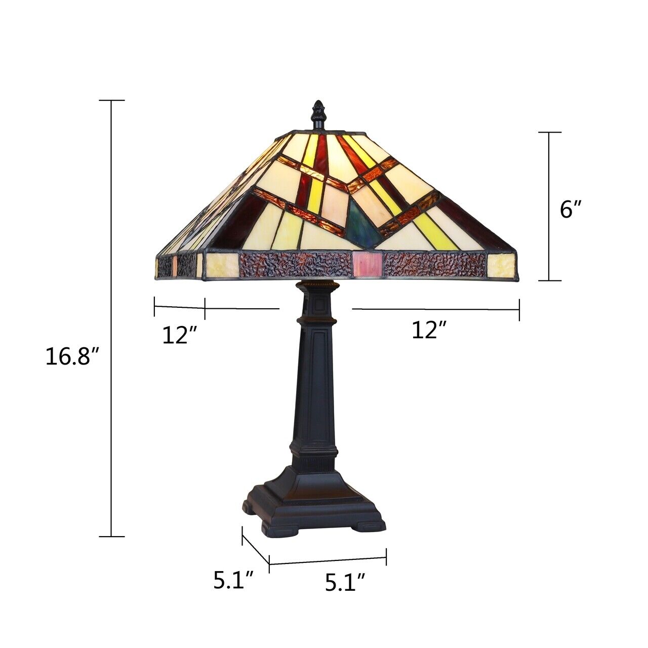 16.8" 1 light Antique Vintage Style Stained Glass Mission Table Lamp