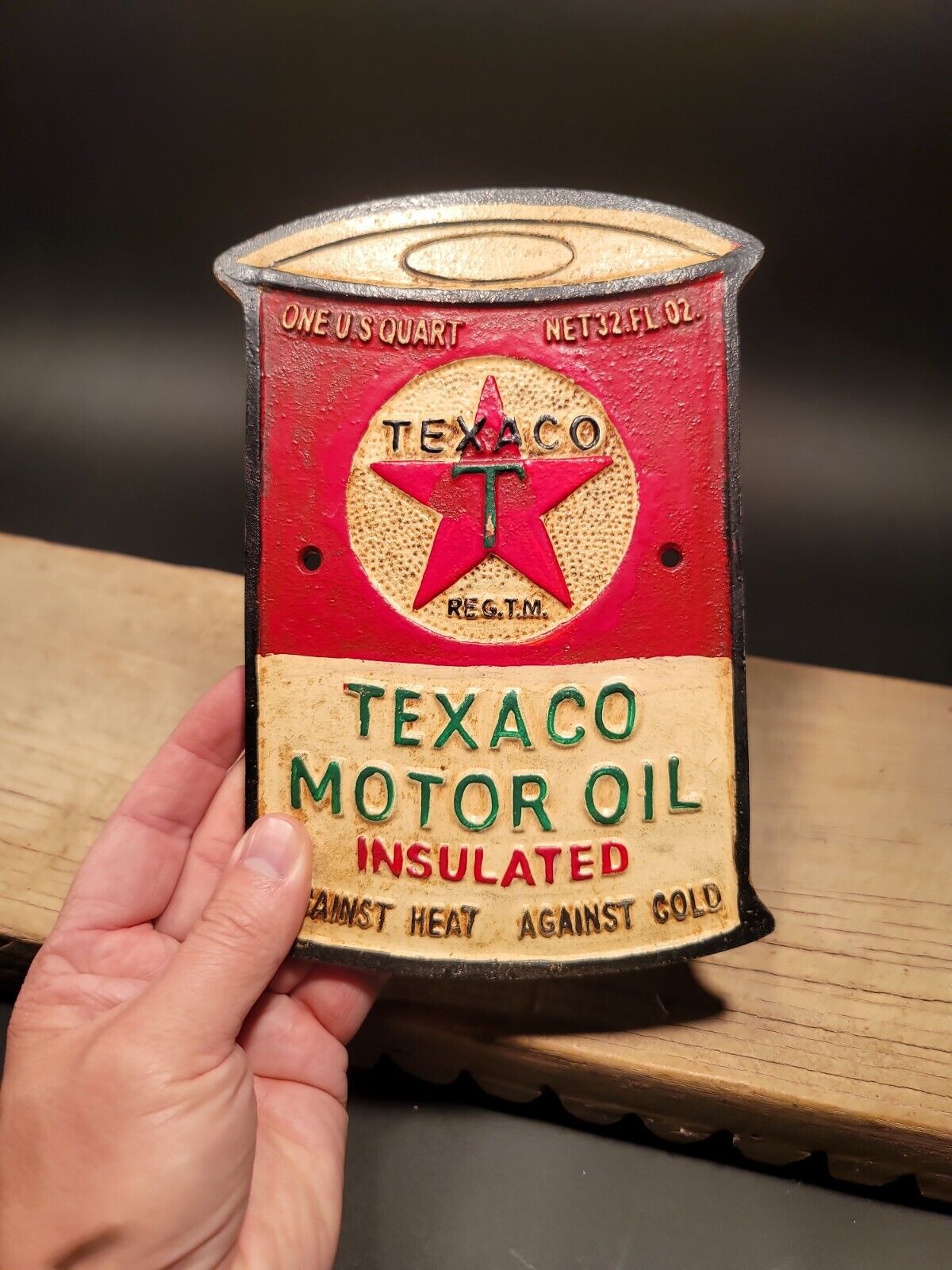 Antique Vintage Style Cast Iron Texaco Gas Oil Sign Plaque