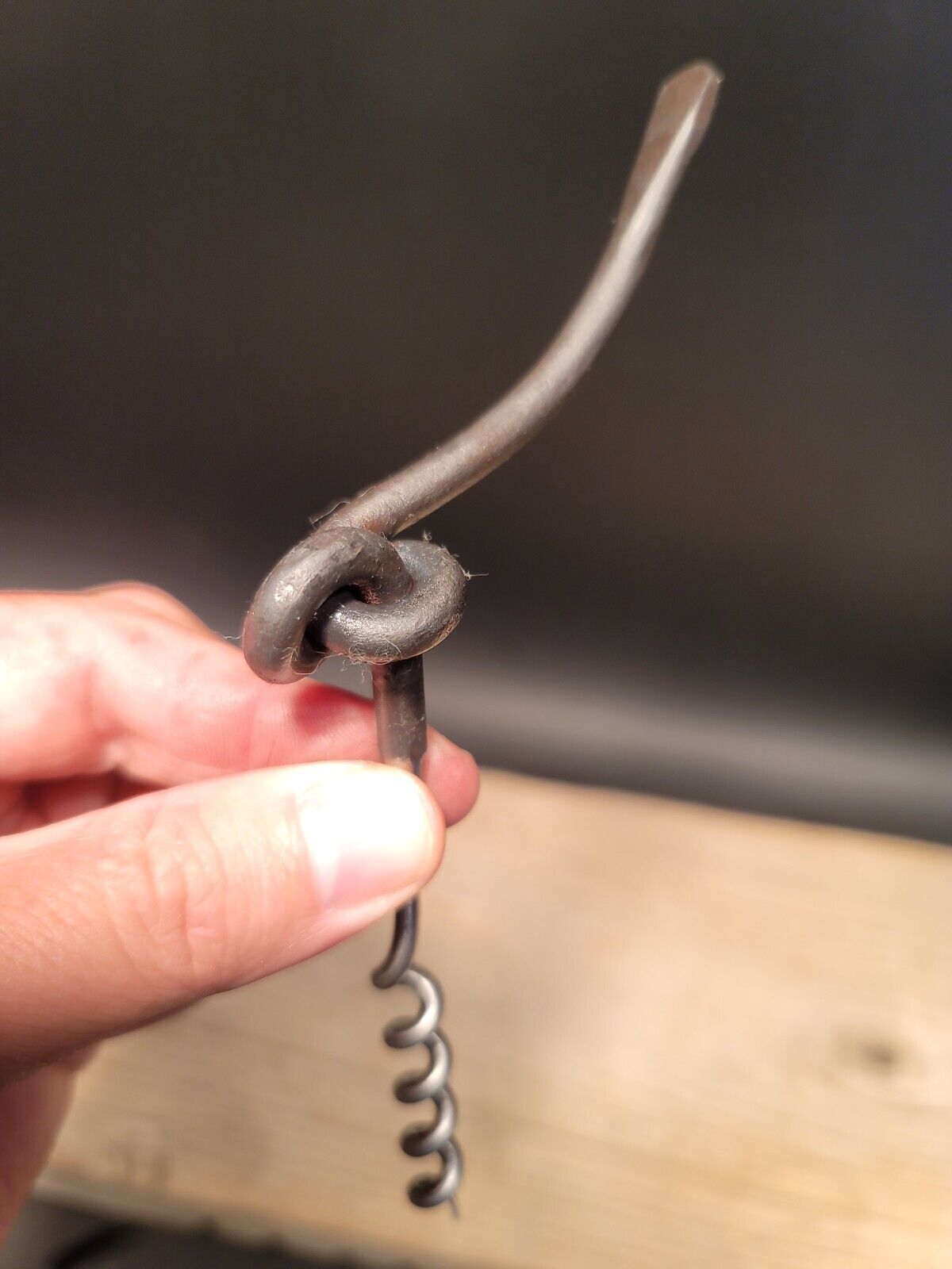 7" Primitive Antique Vintage Style Forged Iron Knot Blacksmith Corkscrew