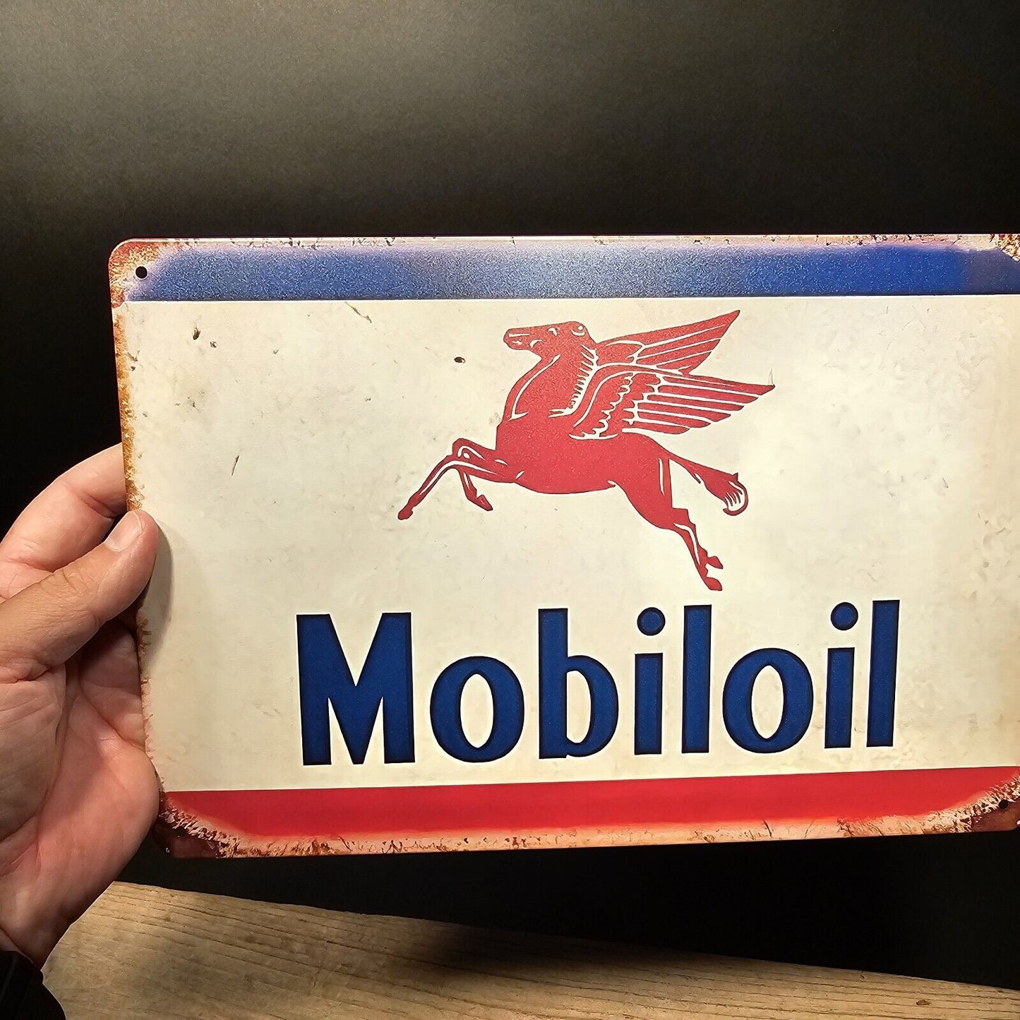 Vintage Style Metal Mobile Gas Oil Sign Plaque