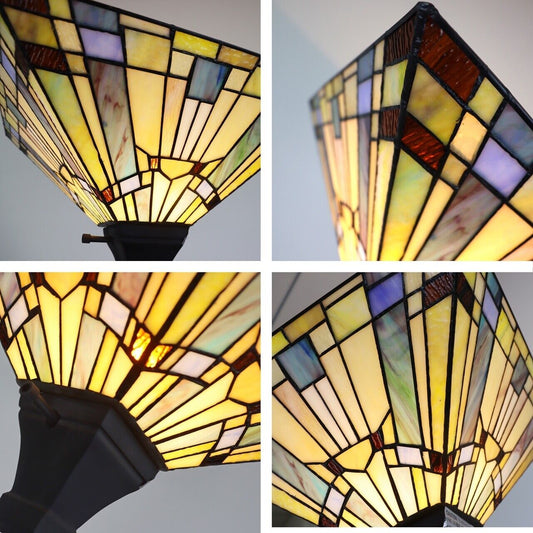68" Up light Antique Vintage Style Stained Glass Torchier Mission Floor Lamp