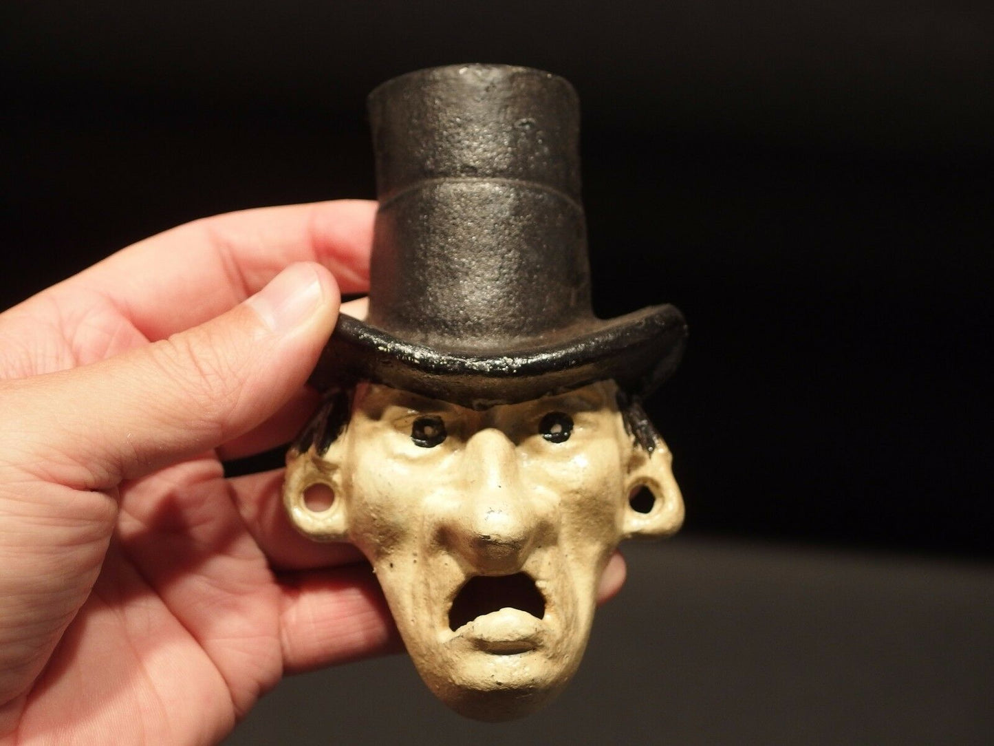 Antique Vintage Style Cast Iron Abe Lincoln Folk Art Figural Beer Bottle Opener - Early Home Decor