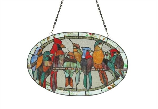 23.4 " Bird Stained Glass Window Hanging Panel Suncatcher