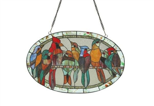 23.4 " Bird Stained Glass Window Hanging Panel Suncatcher