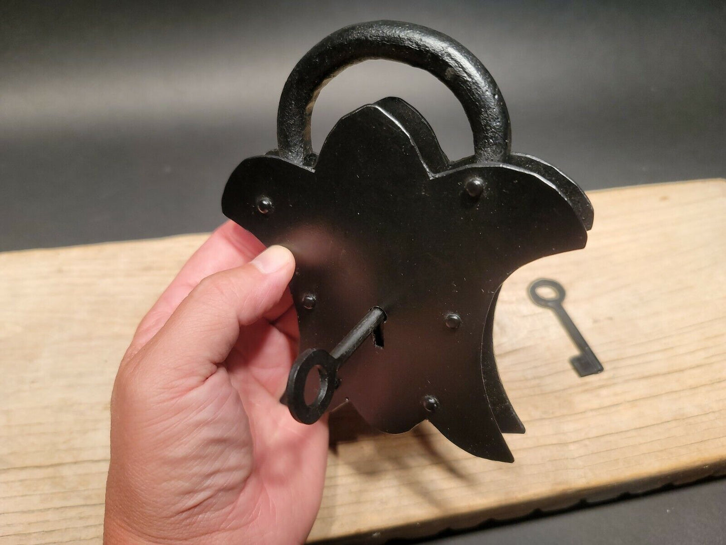 Antique Vintage Style Cast Iron Padlock Lock & Key