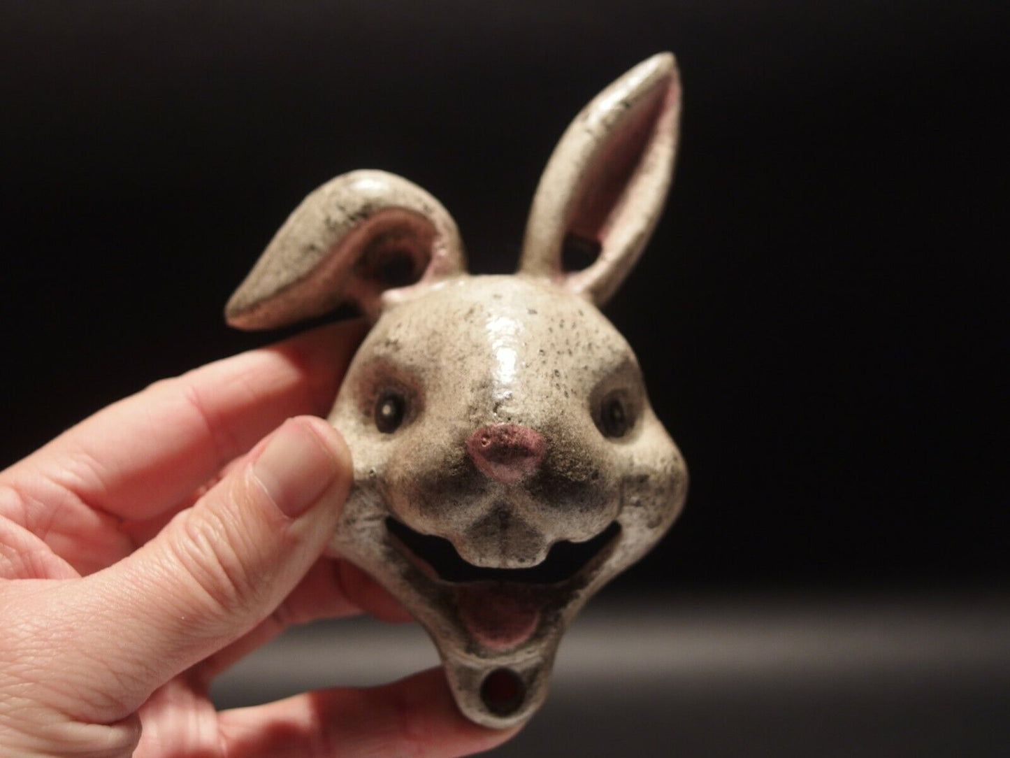 Antique Vintage Style Cast Iron folk art Rabbit Wall mount Bottle Opener