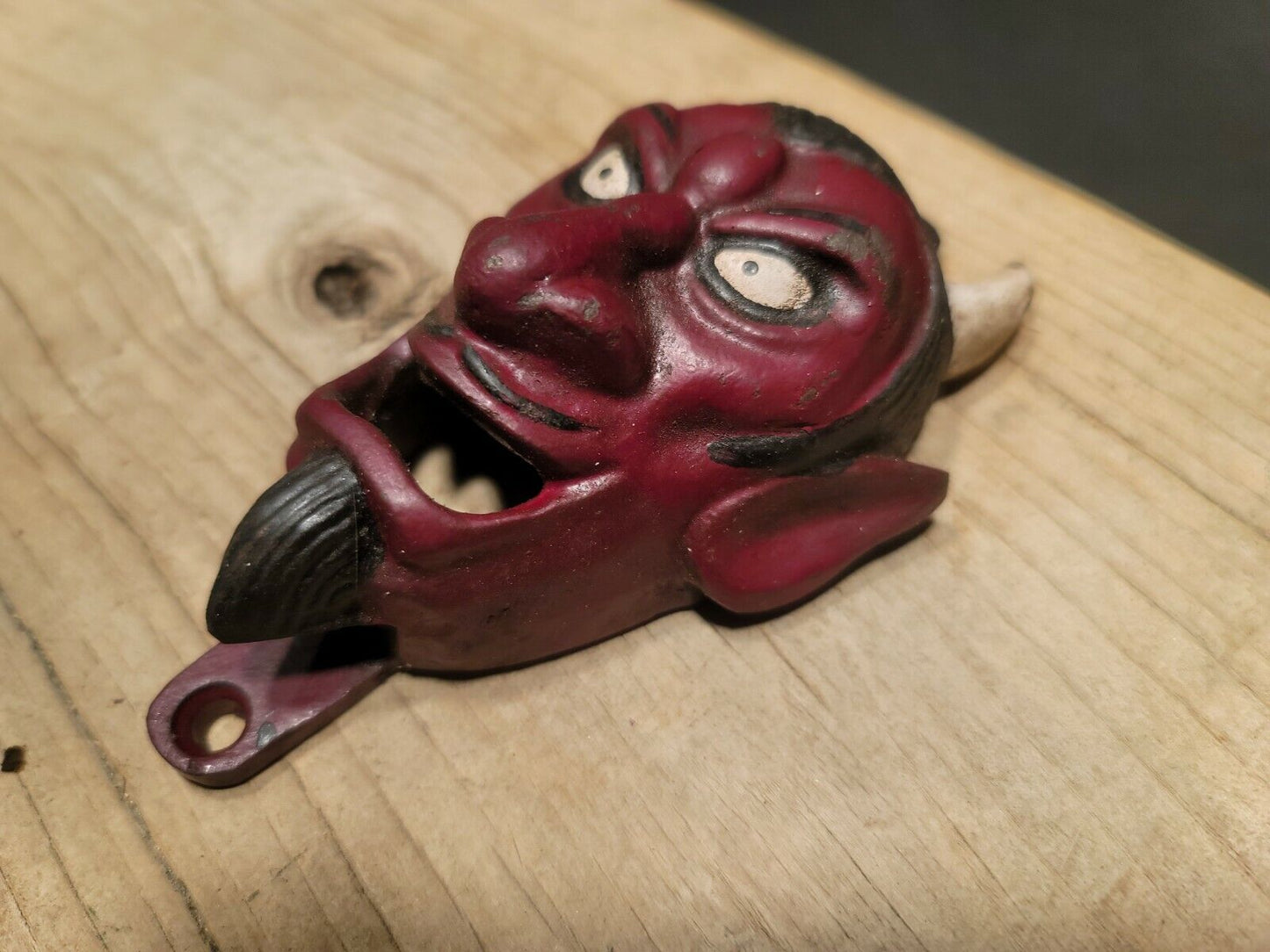 Antique Vintage Style Cast Iron folk art Devil Wall mount Bottle Opener