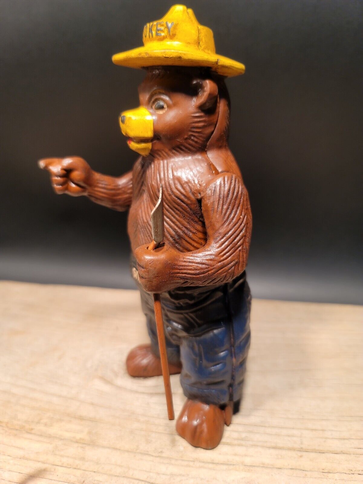 Antique Vintage Style Cast Iron Smokey The Bear Coin Bank