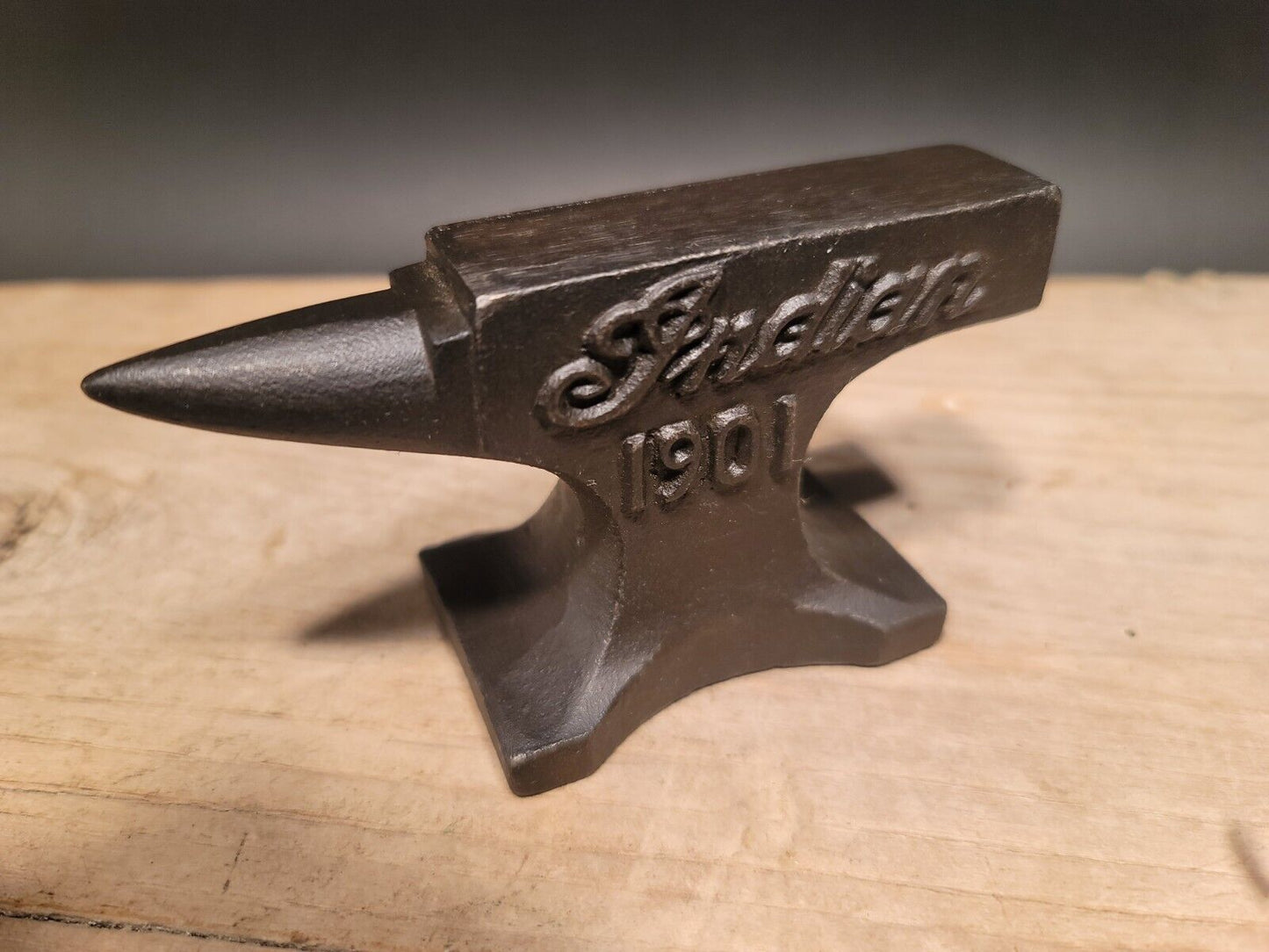 Vintage Antique Style Cast Iron "Indian Motorcycle" Miniature Anvil