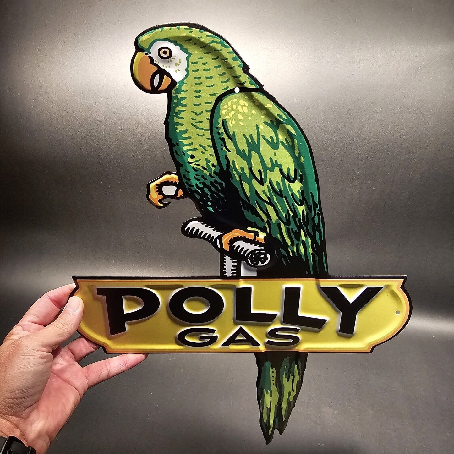 18" Vintage Style Metal Polly Gas Car Sign
