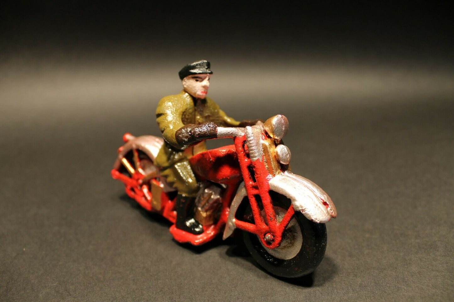 Antique Vintage Style Cast Iron Toy Motorcycle 1 Patrol Rider - Early Home Decor