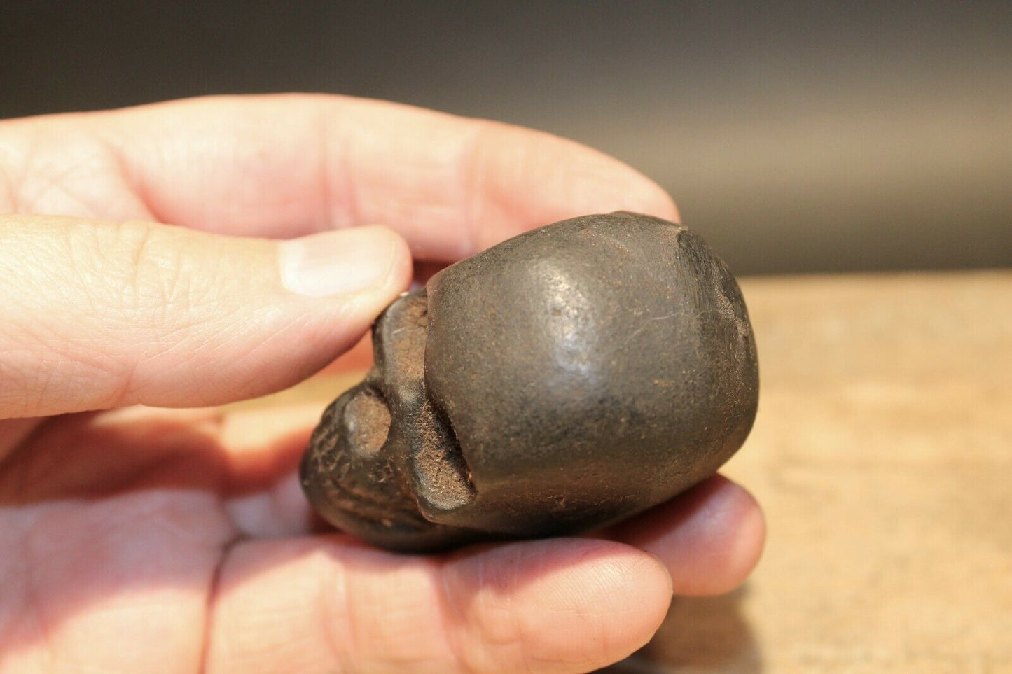 Vintage Antique Style Miniature Cast Iron Skull Paperweight - Early Home Decor