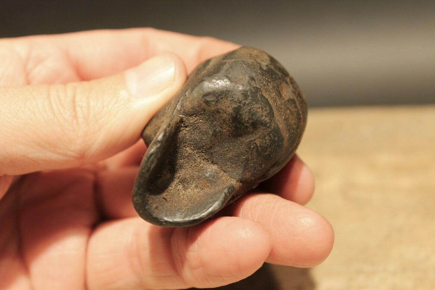 Vintage Antique Style Miniature Cast Iron Skull Paperweight - Early Home Decor