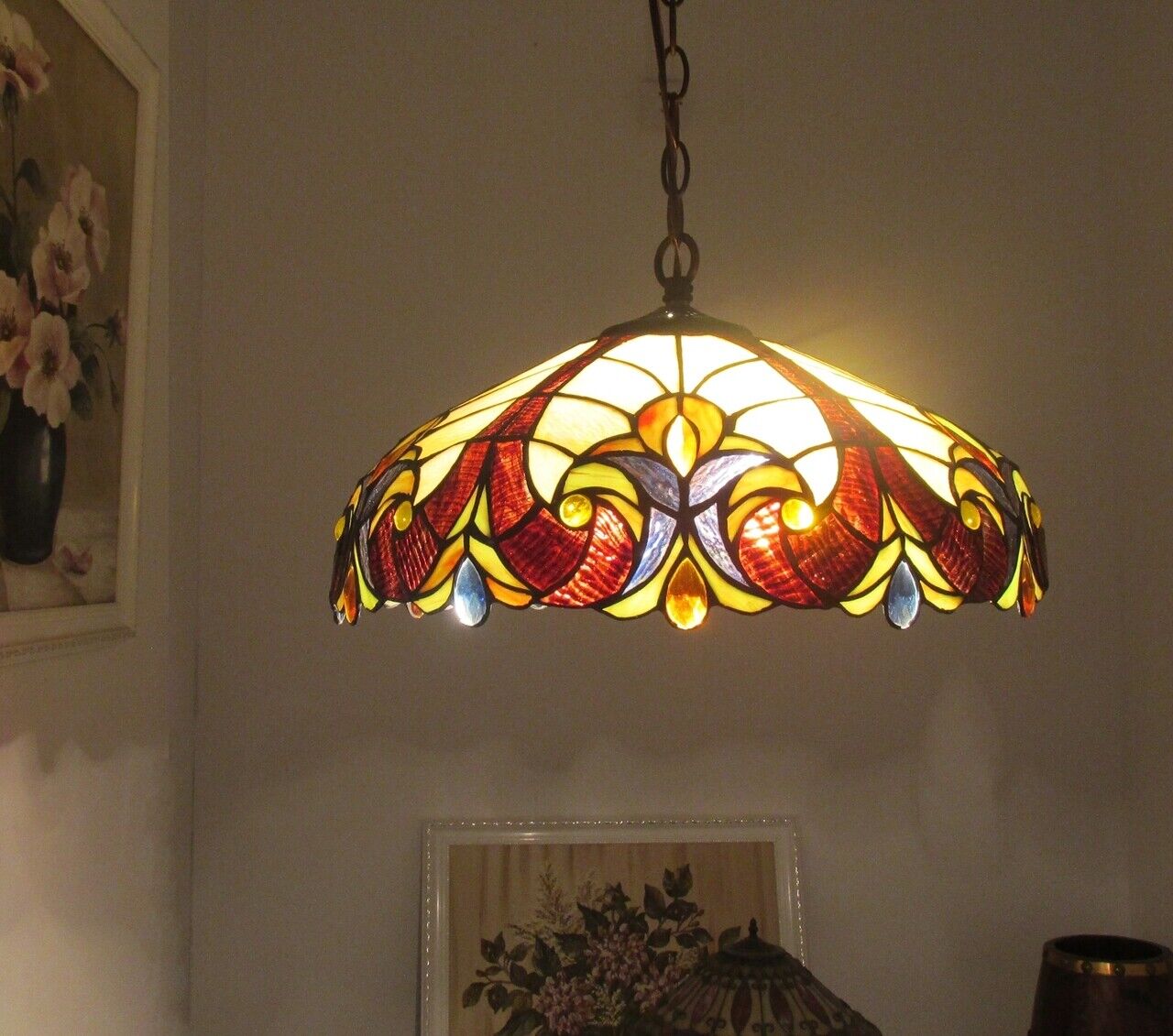 17.3 " Stained Glass Pendant Swag Ceiling Light