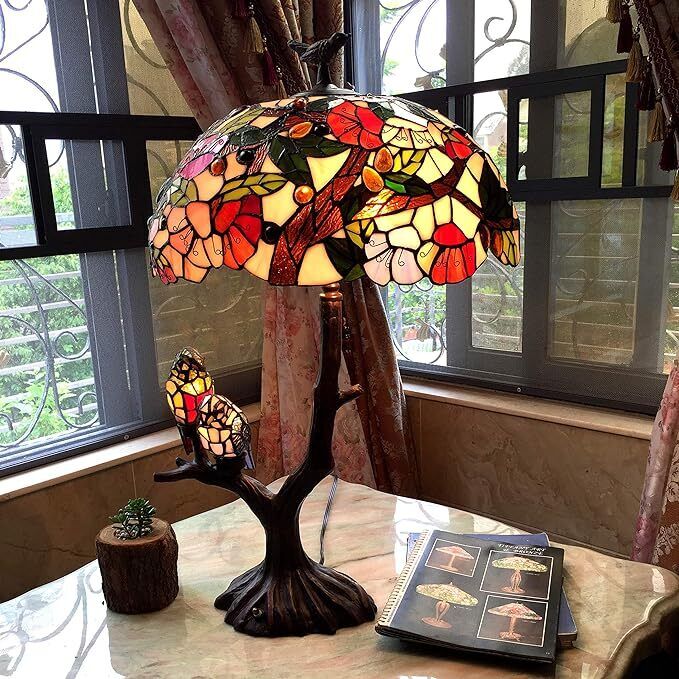 29" Antique Vintage Style Stained Glass Table Lamp