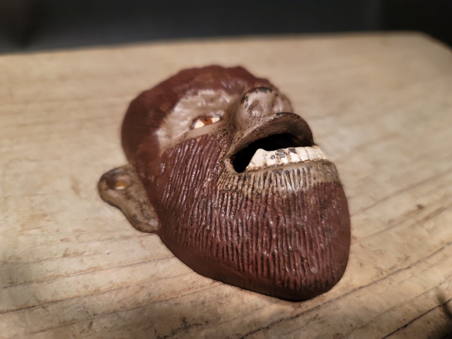 Antique Vintage Style Cast Iron folk art Wolf Man Wall mount Bottle Opener