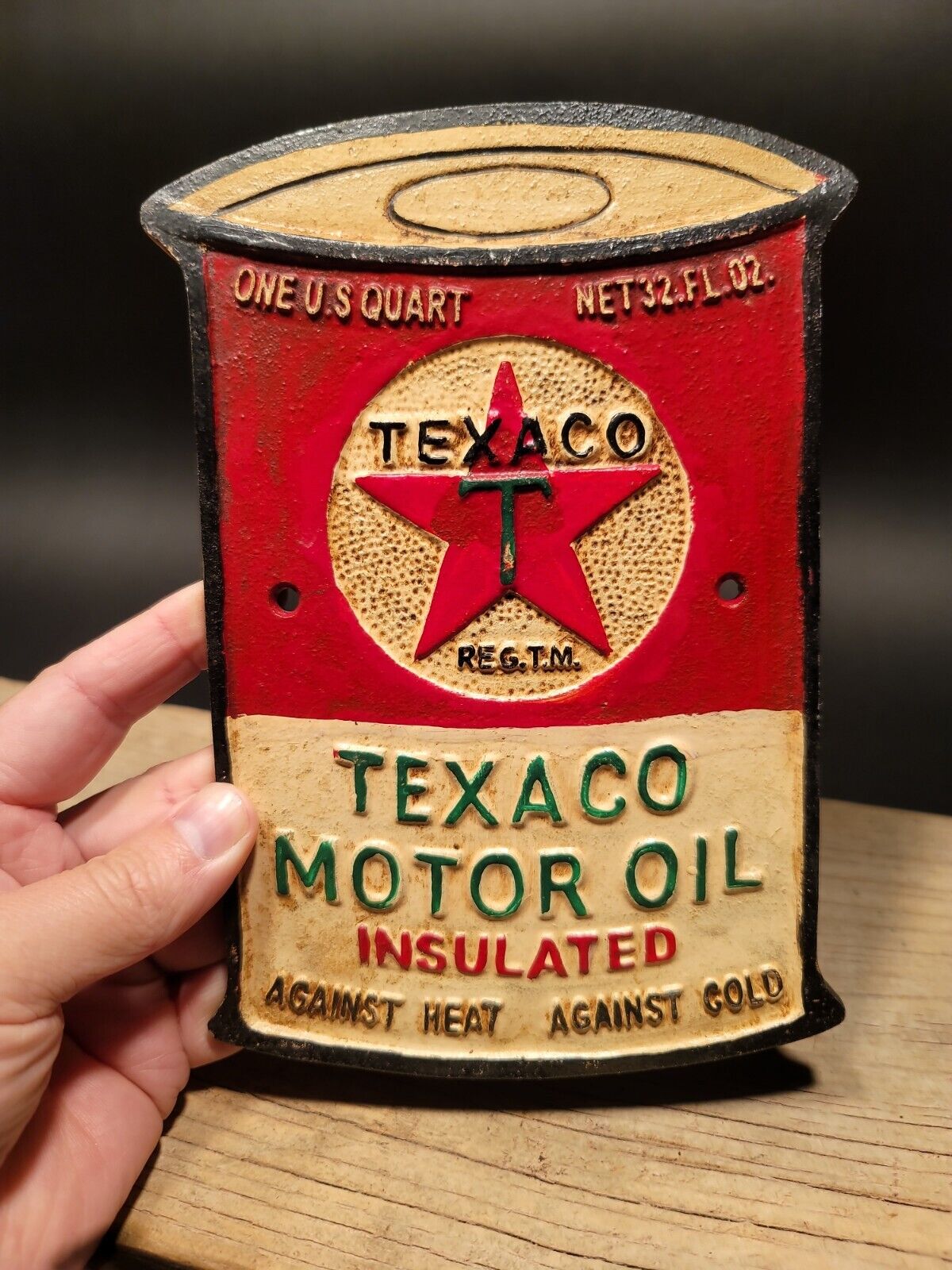 Antique Vintage Style Cast Iron Texaco Gas Oil Sign Plaque