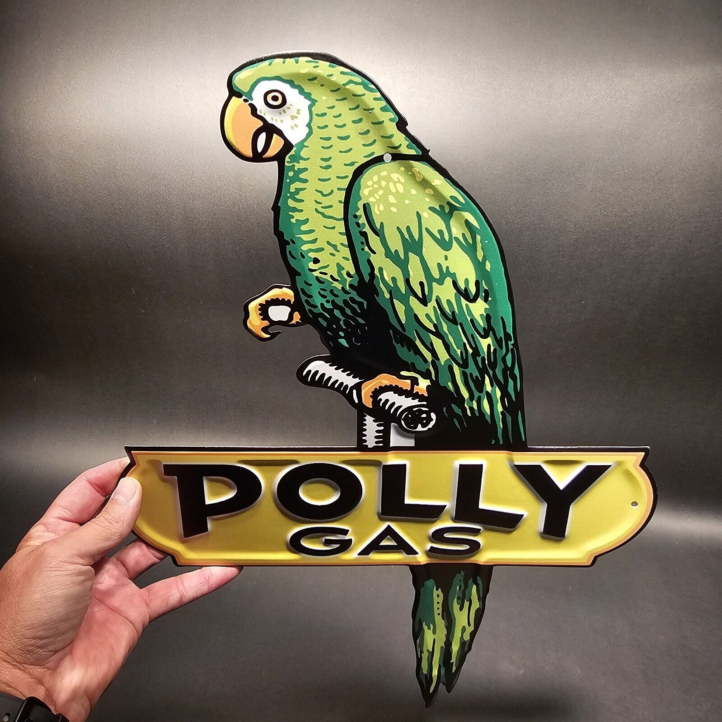 18" Vintage Style Metal Polly Gas Car Sign