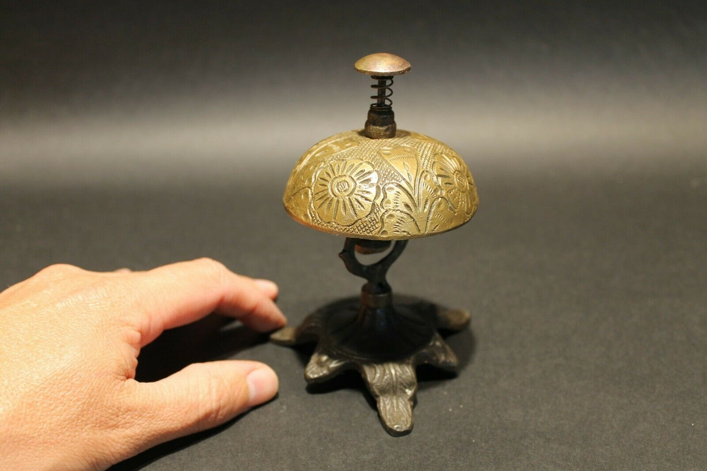 Antique Vintage Style Victorian Brass Iron Hotel Front Desk Service Bell - Early Home Decor