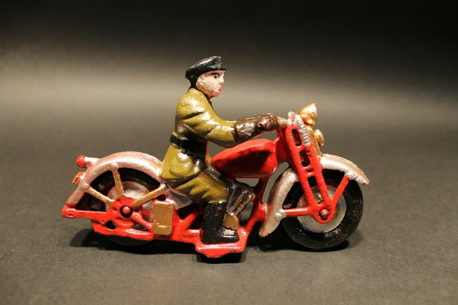 Antique Vintage Style Cast Iron Toy Motorcycle 1 Patrol Rider - Early Home Decor