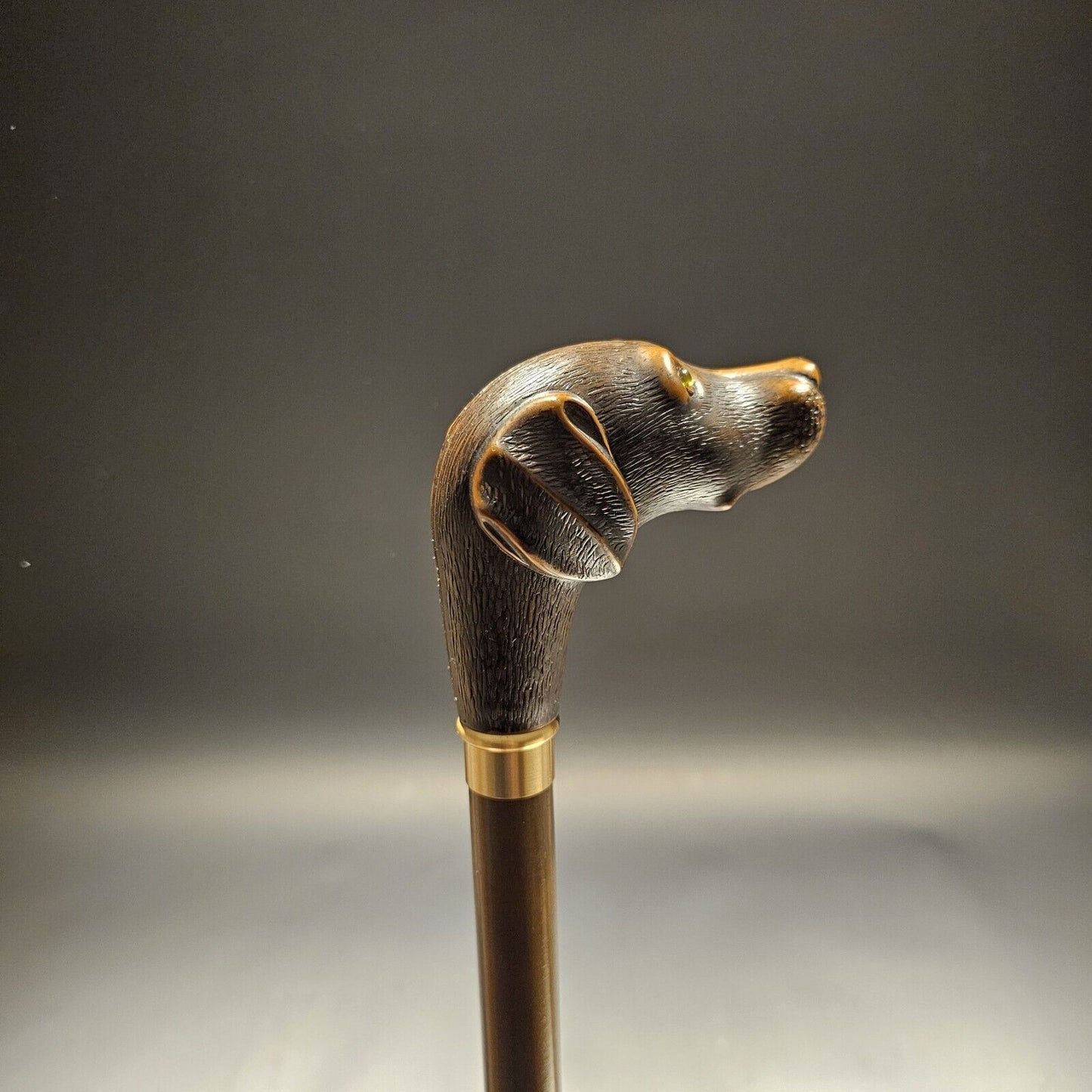 36" Antique Style Chocolate Lab Dog Head Walking Stick Cane
