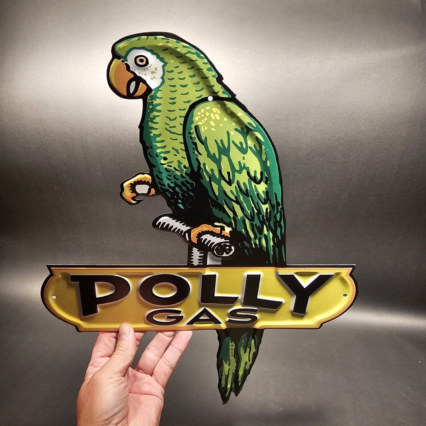 18" Vintage Style Metal Polly Gas Car Sign