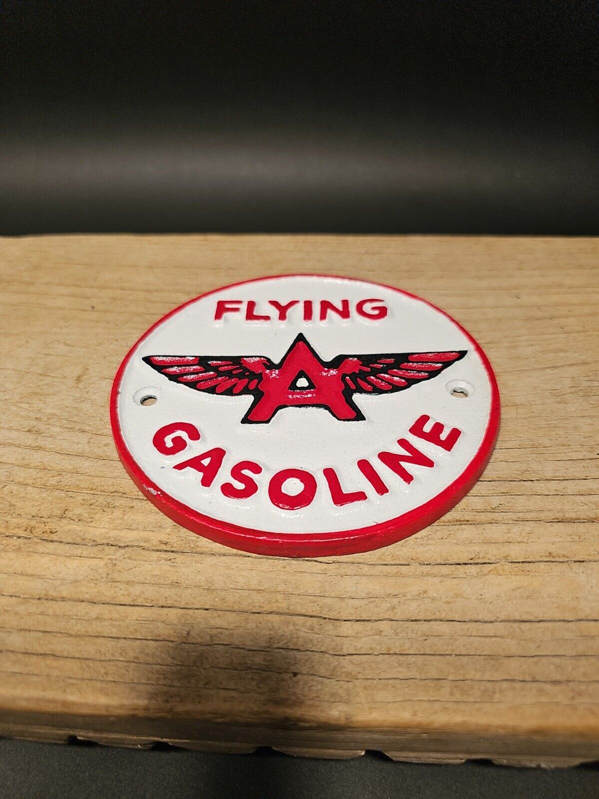 Antique Vintage Style Cast Iron Flying A Gasoline Oil Sign Plaque