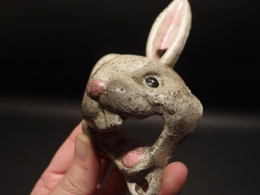 Antique Vintage Style Cast Iron folk art Rabbit Wall mount Bottle Opener