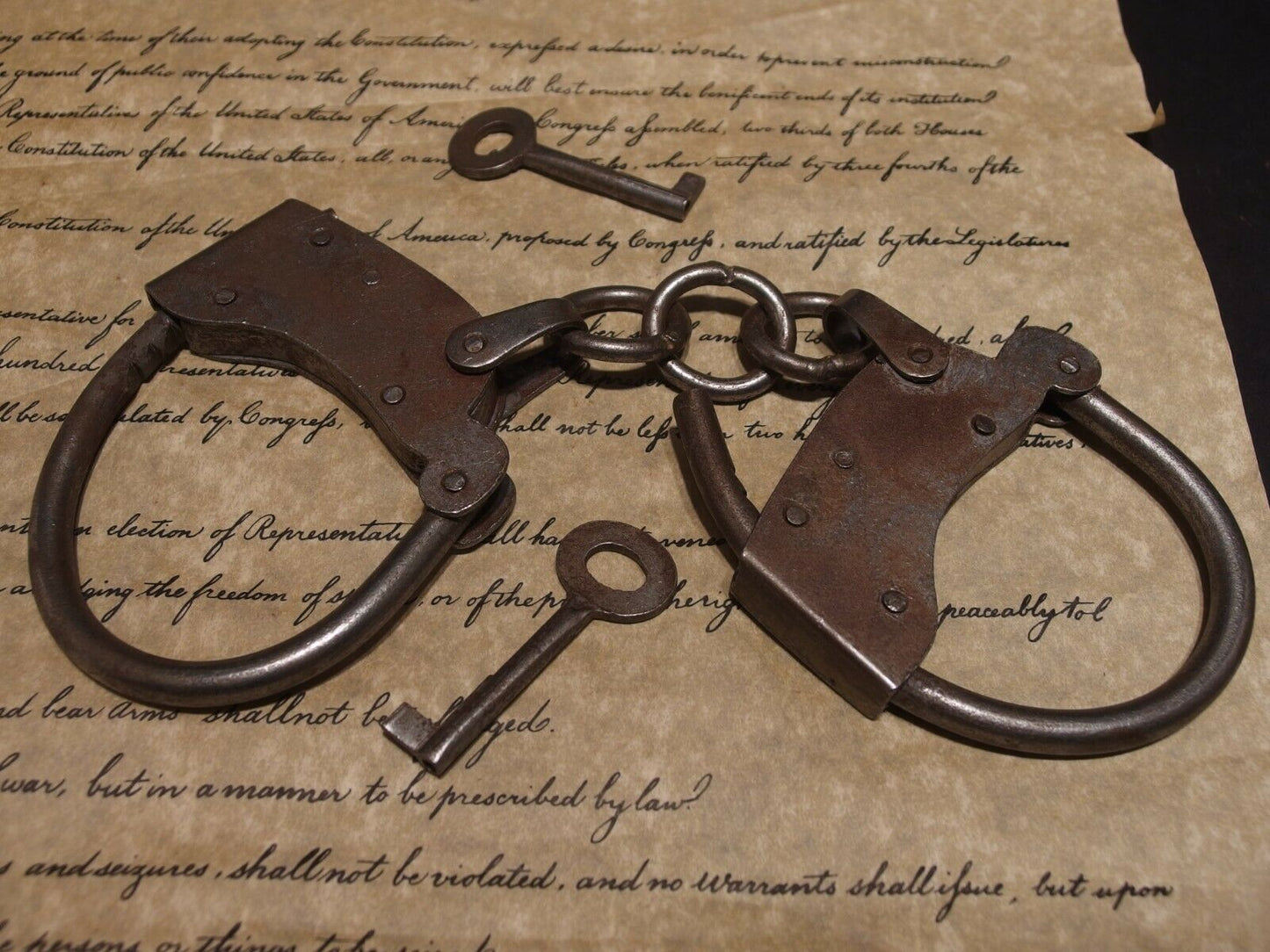 Antique Vintage Style Wrought Iron Handmade Handcuffs Shackles - Early Home Decor