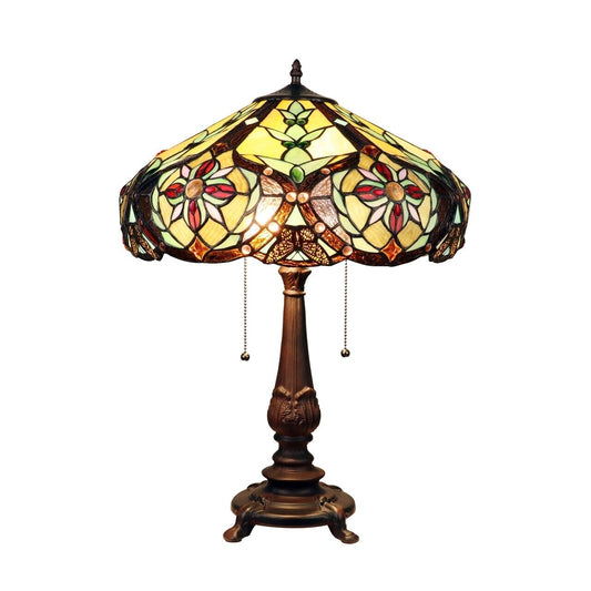 23.6" Antique Vintage Style Stained Glass Table Lamp