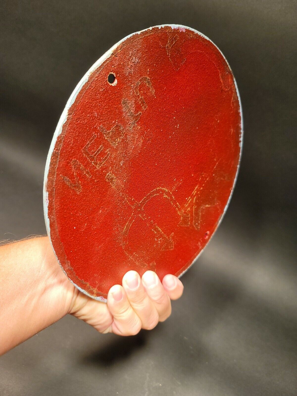 Cast Iron Round Red Neptune Gas Oil Sign Plaque