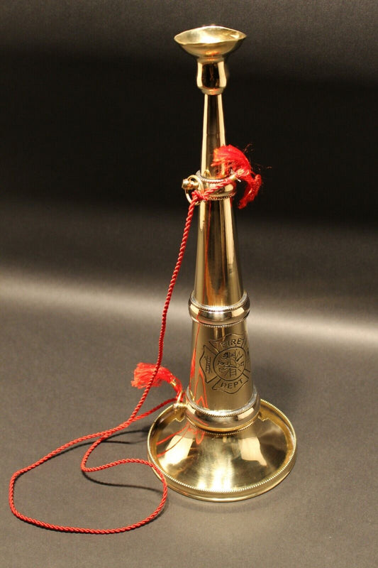 Antique Vintage Style Heavy Brass Fireman Presentation Speaking Trumpet