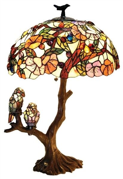 29" Antique Vintage Style Stained Glass Table Lamp