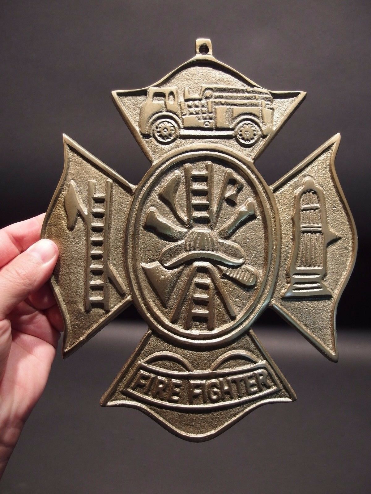 Antique Vintage Style Brass Fire Fighter Plaque Fire Mark Sign - Early Home Decor