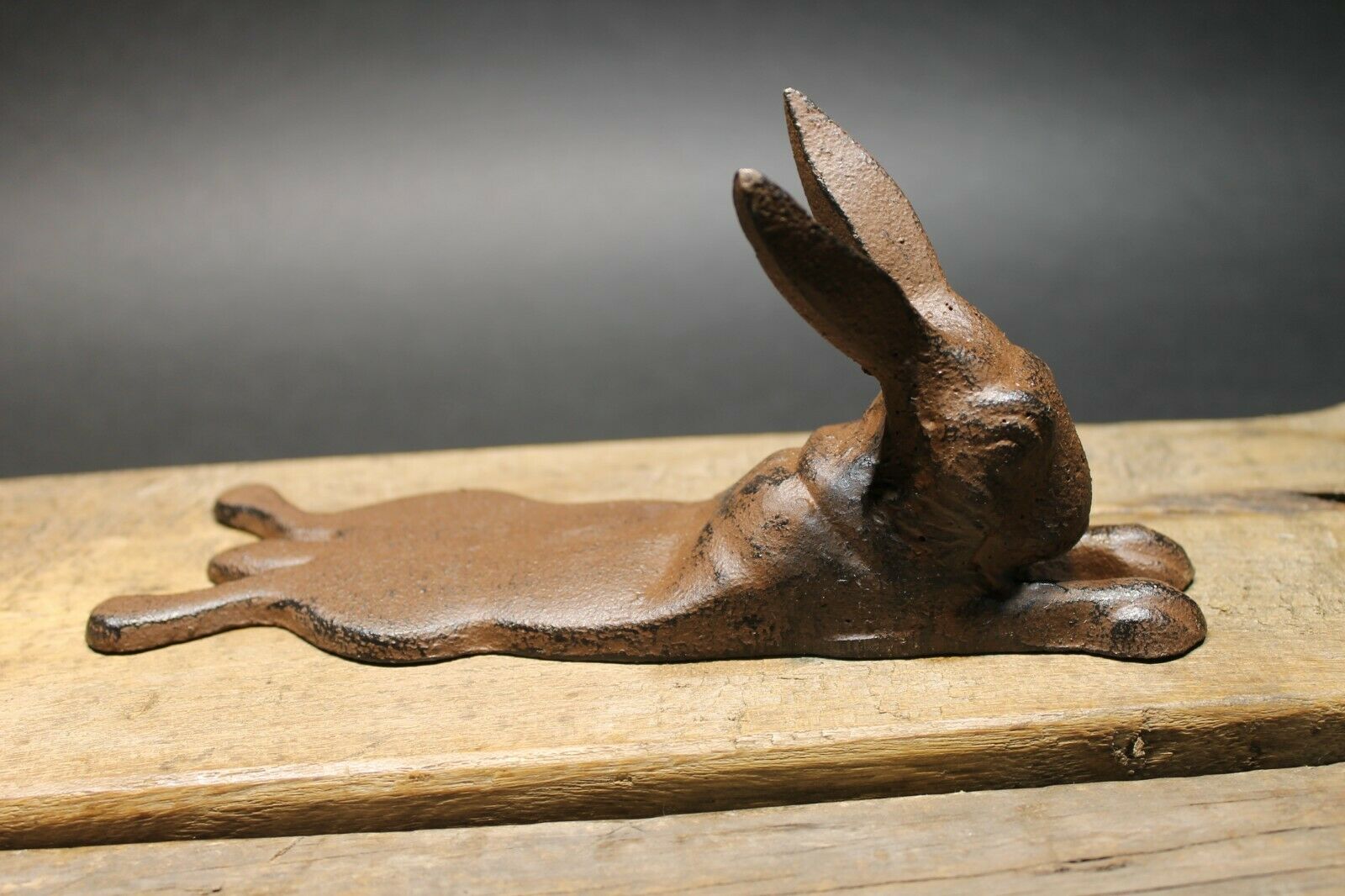 Antique Vintage Style Cast Iron Door Stop Rabbit Hare Wedge Rust/Black - Early Home Decor
