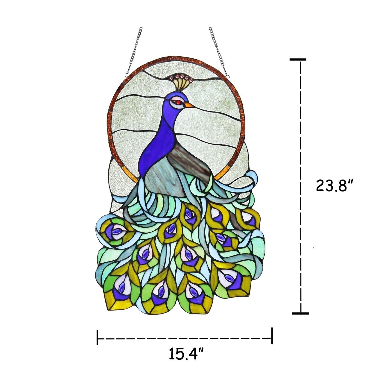 23.8" Peacock Stained Glass Window Hanging Suncatcher