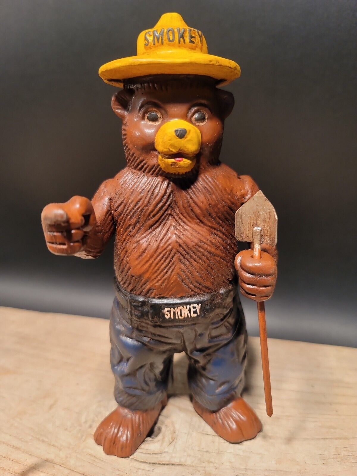 Antique Vintage Style Cast Iron Smokey The Bear Coin Bank