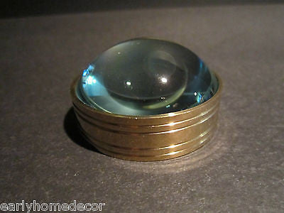 Vintage Antique Style Solid Brass Heavy Glass Magnifying Desktop Lens - Early Home Decor