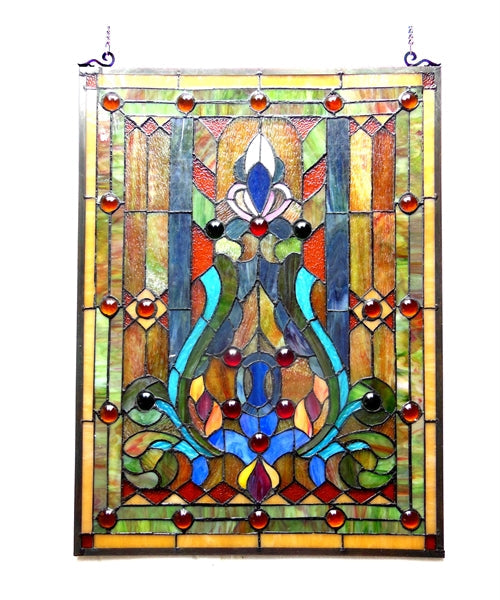 24" x 18" Victorian Stained Glass Window Panel