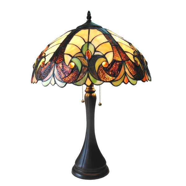 22" x 16" Amber Victorian Stained Glass Table Lamp